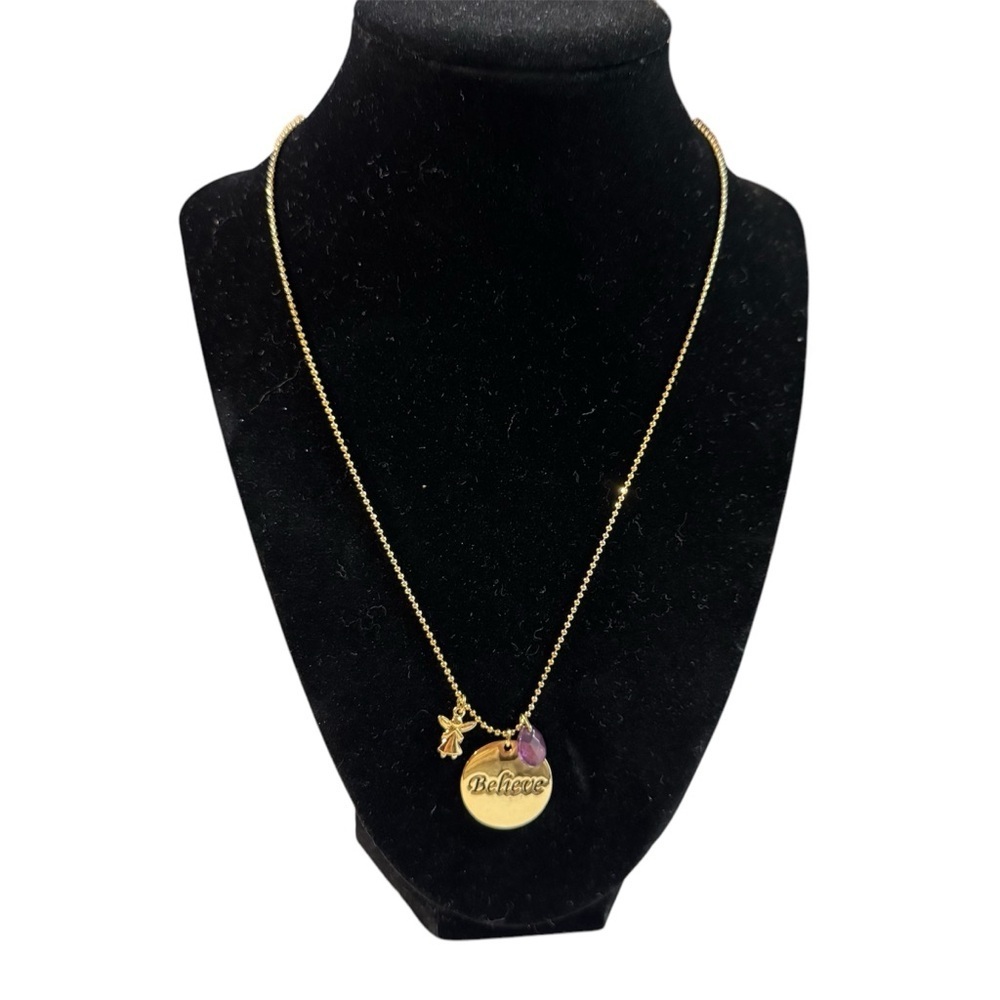 Avon Goldtone Inspirational Disc Believe' Pendant Necklace NIB 2007